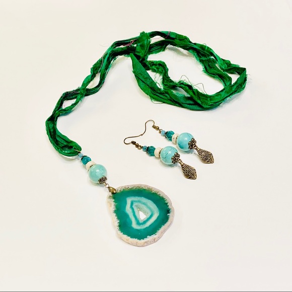 Pink and Lime Green Magnesite Necklace